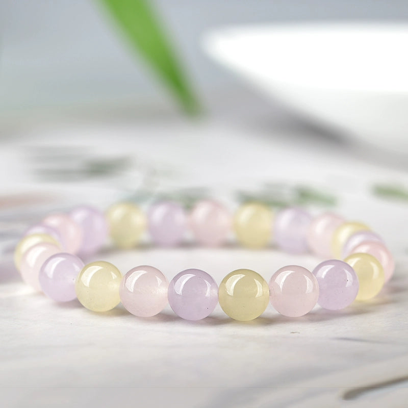 Ins Small Particles Single Circle Color Agate Chalcedony Bracelet 8mm tricolor chalcedony