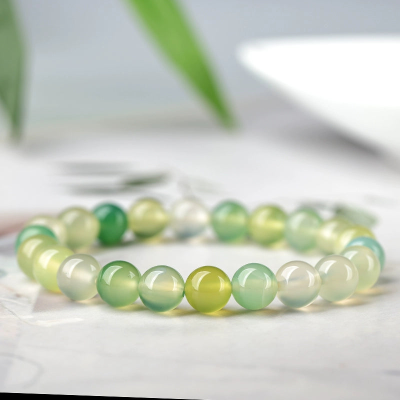 Ins Small Particles Single Circle Color Agate Chalcedony Bracelet 8mm Apple Agate