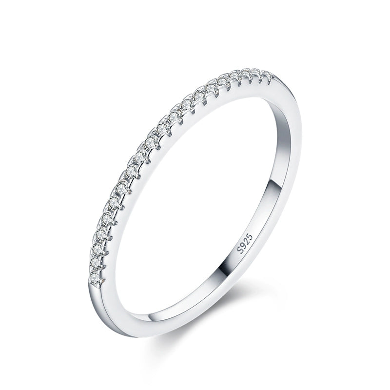 Women's Fashionable Sterling Silver Ins Little Finger Ring Internet Celebrity Little Finger Gang Drill Port No. 19 (White Gold)