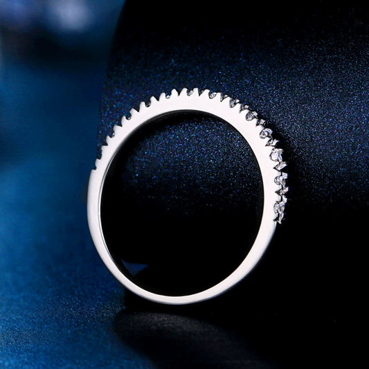 Moissanite Half Circle Minimalist Women's 18K Platinum Ring