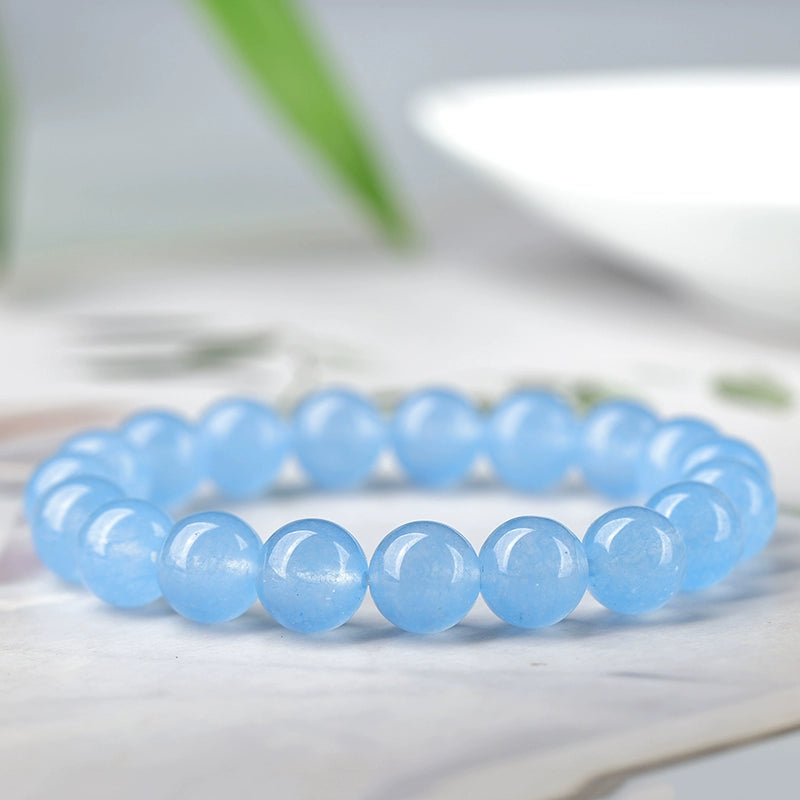 Ins Small Particles Single Circle Color Agate Chalcedony Bracelet 10mm blue chalcedony