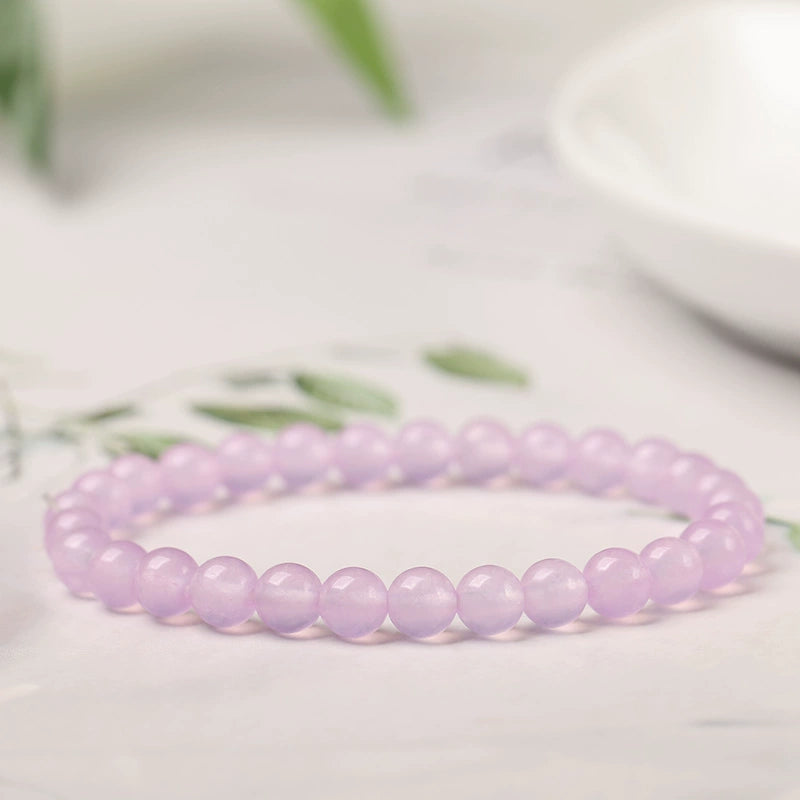 Ins Small Particles Single Circle Color Agate Chalcedony Bracelet 6mm light purple chalcedony