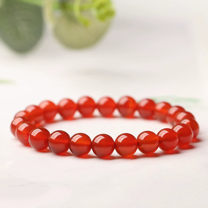 Ins Small Particles Single Circle Color Agate Chalcedony Bracelet 8mm red agate