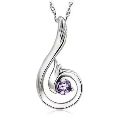 Four-Leaf Clover New Crystal Women's Necklace White Zircon Purple Diamond Phoenix