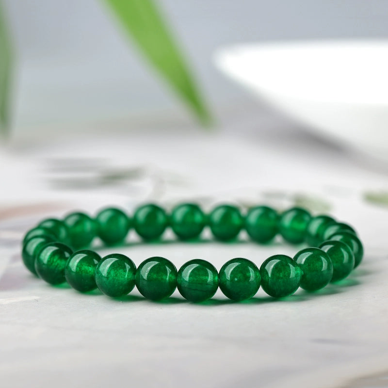 Ins Small Particles Single Circle Color Agate Chalcedony Bracelet 8mm green chalcedony