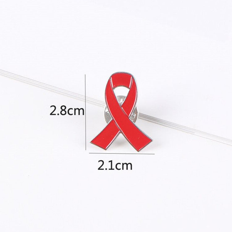 Alloy dripping oil love red ribbon logo brooch AIDS badges HIV International symbol public welfare activities Red