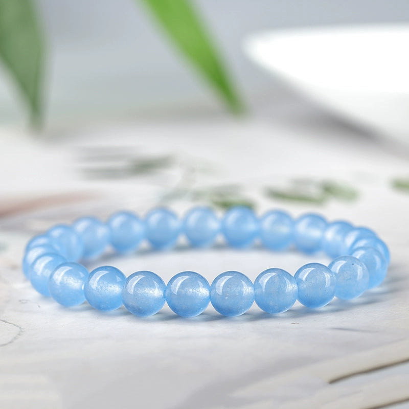 Ins Small Particles Single Circle Color Agate Chalcedony Bracelet 8mm blue chalcedony