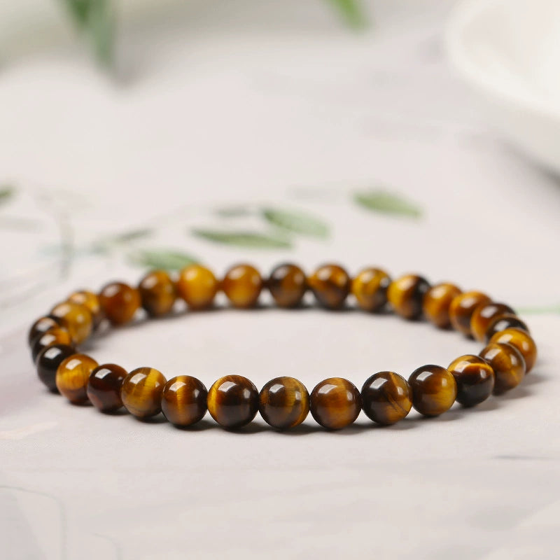 Ins Small Particles Single Circle Color Agate Chalcedony Bracelet 6mm Tiger's Eye