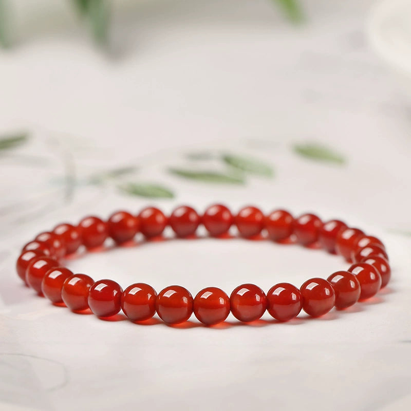 Ins Small Particles Single Circle Color Agate Chalcedony Bracelet 6mm red agate