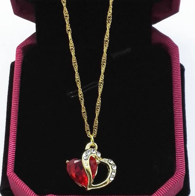 Four-Leaf Clover New Crystal Women's Necklace White Zircon Yellow(Red Crystal)