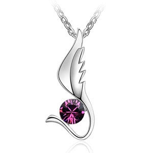 Four-Leaf Clover New Crystal Women's Necklace White Zircon Purple Diamond Wings