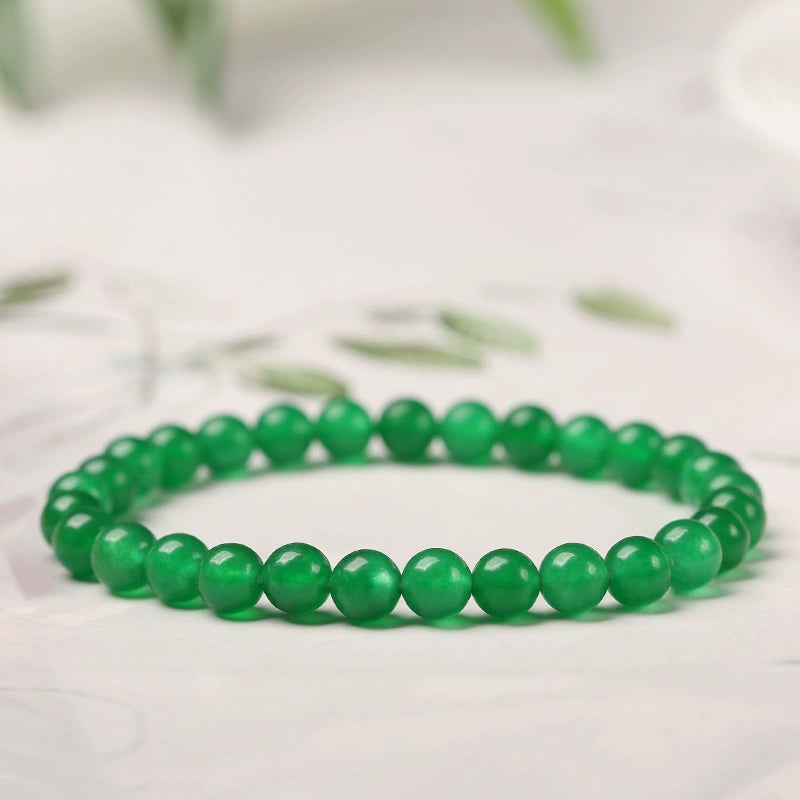 Ins Small Particles Single Circle Color Agate Chalcedony Bracelet 6mm green chalcedony