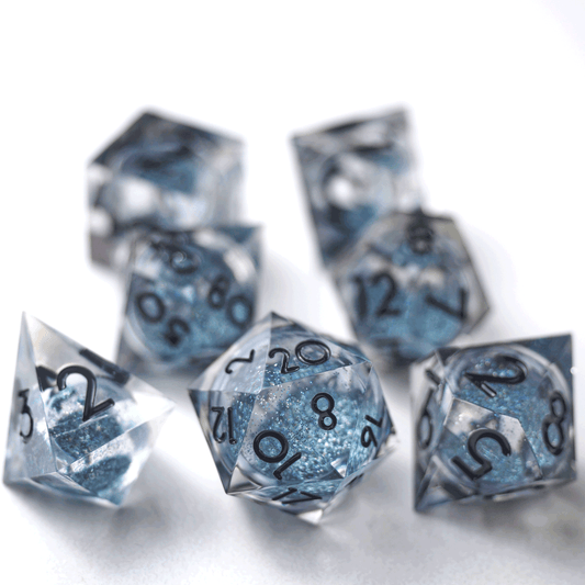 Dice Combination Quicksand Board Game Resin 7 pieces of blue and black Quicksand (with metal box)