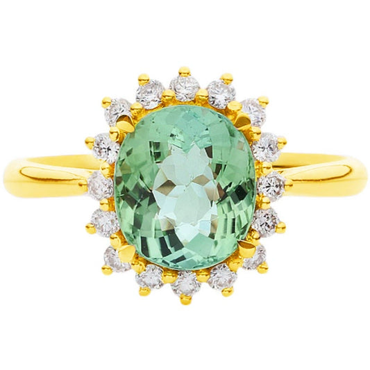Tourmaline Accessible Luxury Gemstone 2022 18K Rose Gold Adjustable opening Forest land emerald ring-Yellow Gold