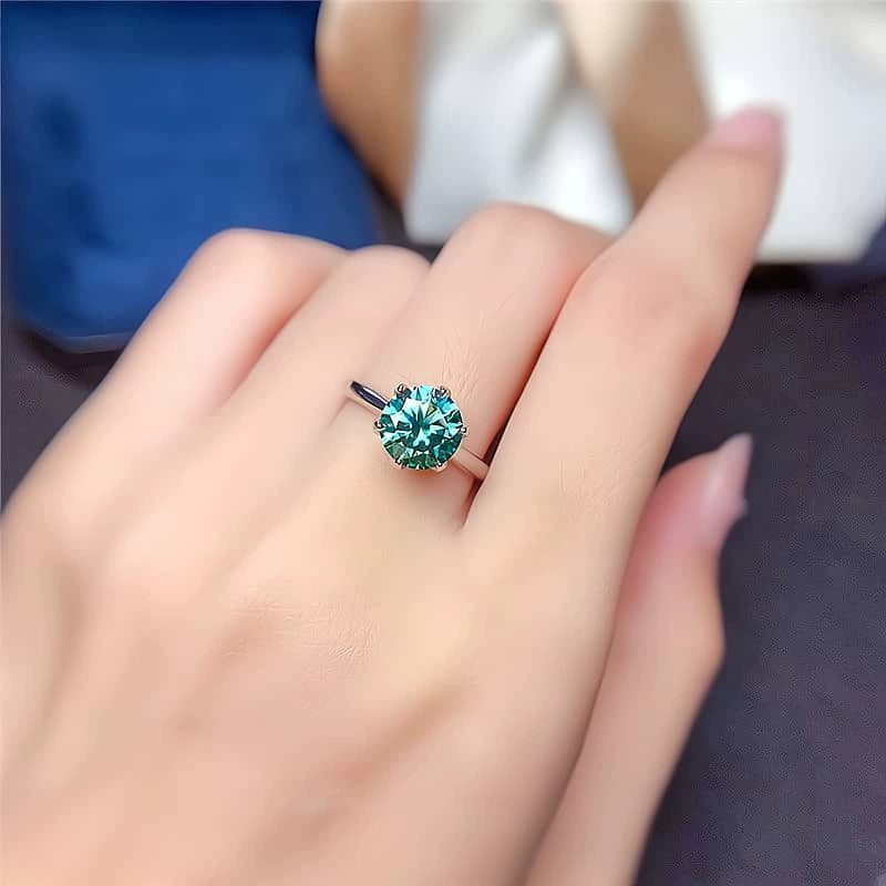 Green Moissanite Ring Women's Sterling Silver 1 Karat 2 Karat Artificial Diamond Ring 18K Platinum Proposal Marriage Ring