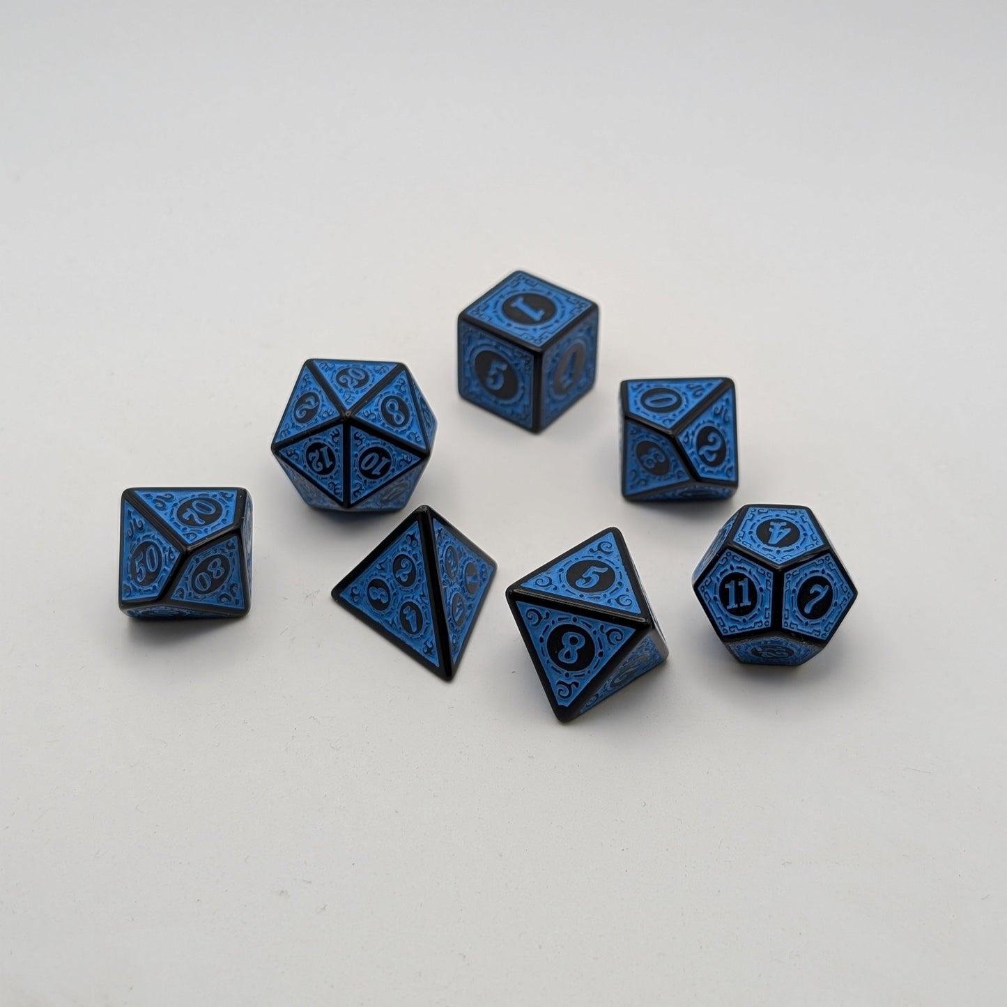 Magic Flame (Blue) - Enchanted Seas - 7 Piece DnD Dice Set | Acrylic RPG Gaming Dice