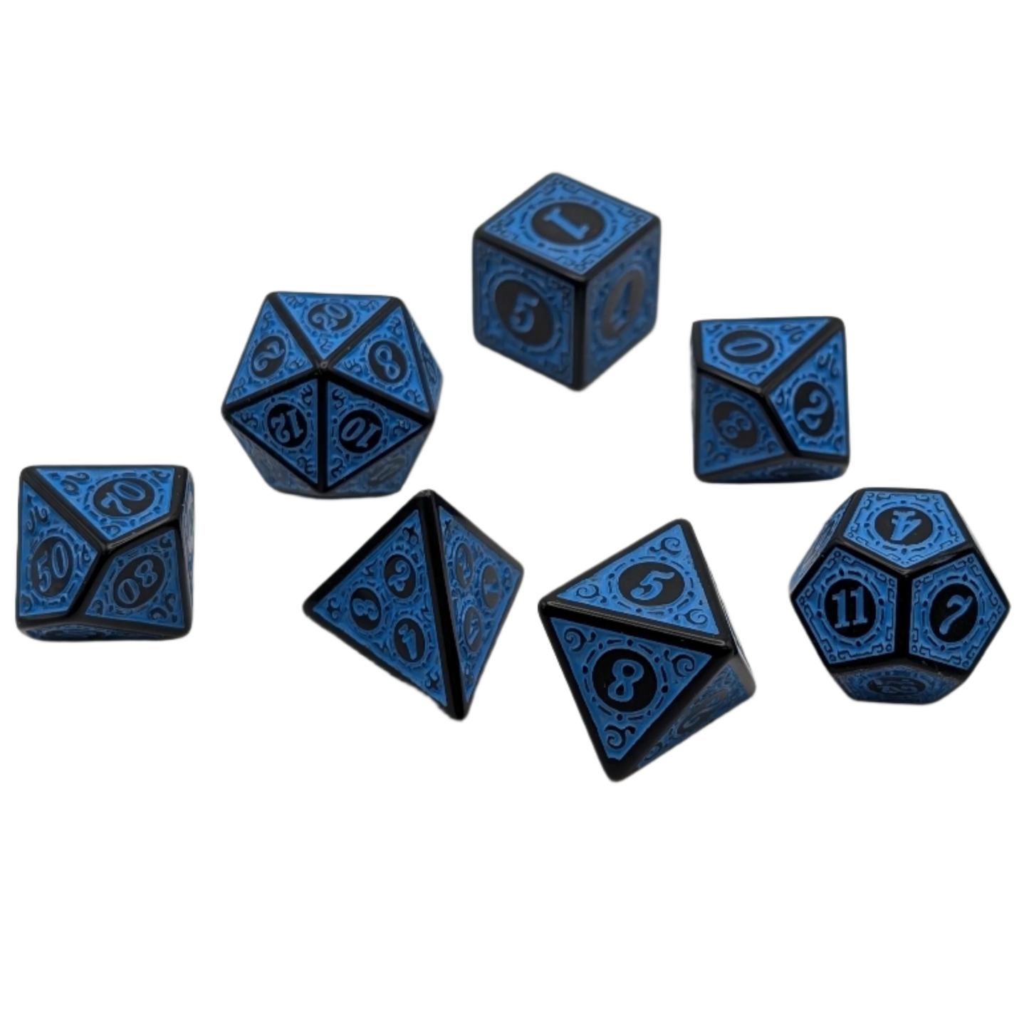 Magic Flame (Blue) - Enchanted Seas - 7 Piece DnD Dice Set | Acrylic RPG Gaming Dice