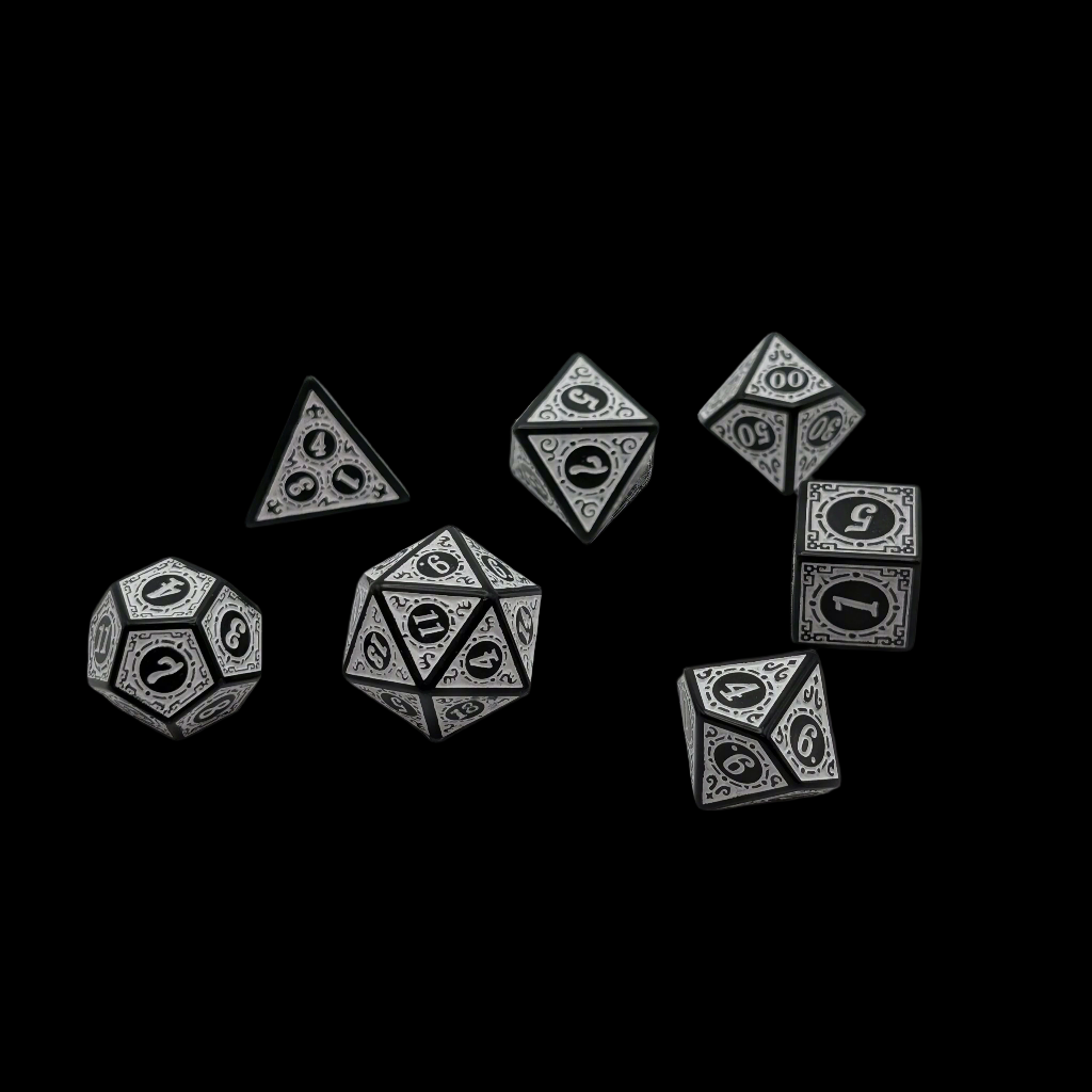 Magic Flame (White) - "Enchanted Zen" - 7 Piece DnD Dice Set | Acrylic RPG Gaming Dice