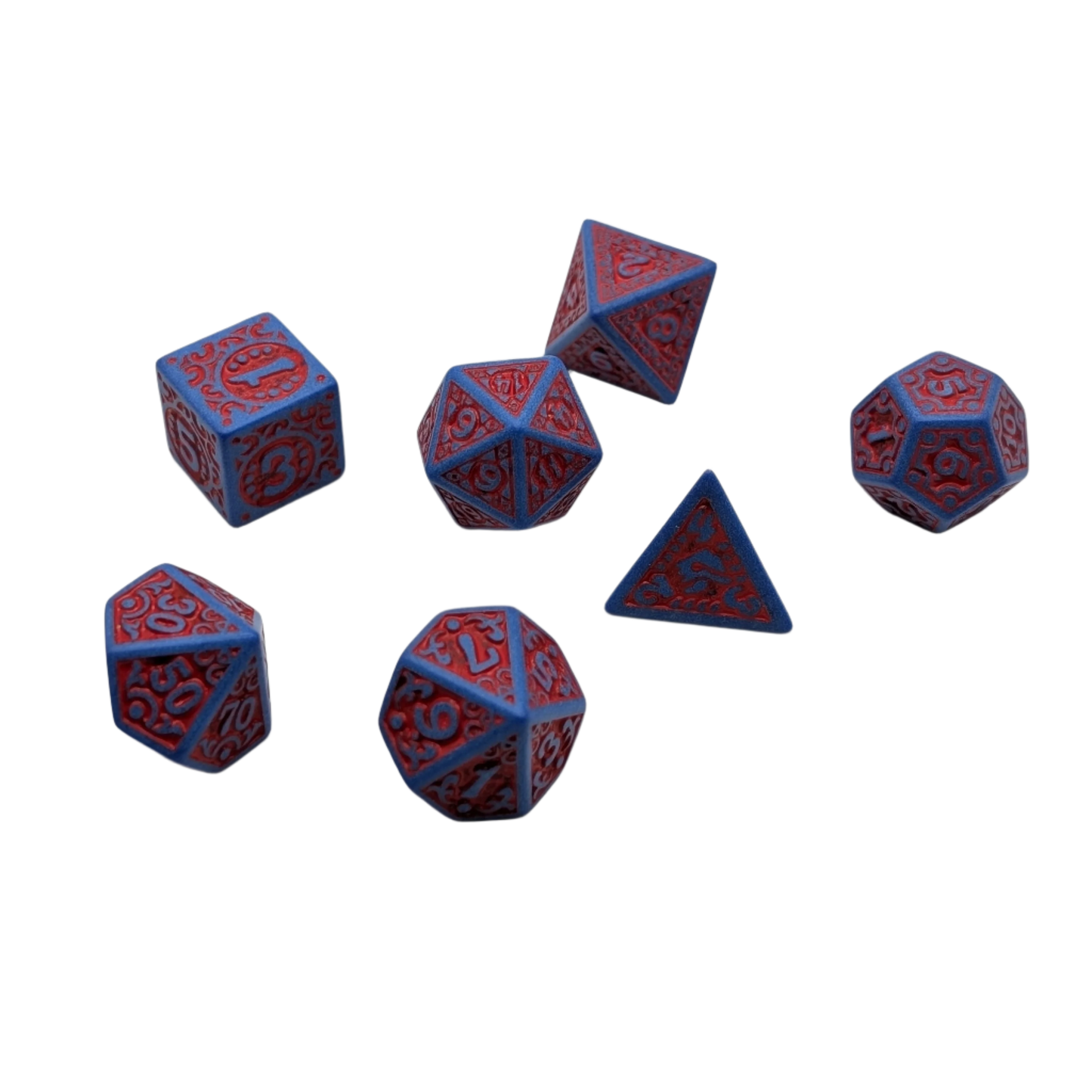 Magic Flame (Red Blue) - "Enchanted Hero" - 7 Piece DnD Dice Set | Acrylic RPG Gaming Dice