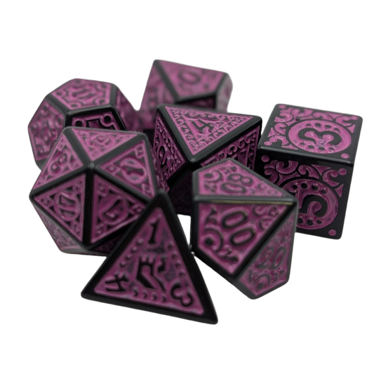Magic Flame (Purple) - "Enchanted Royalty" - 7 Piece DnD Dice Set | Acrylic RPG Gaming Dice