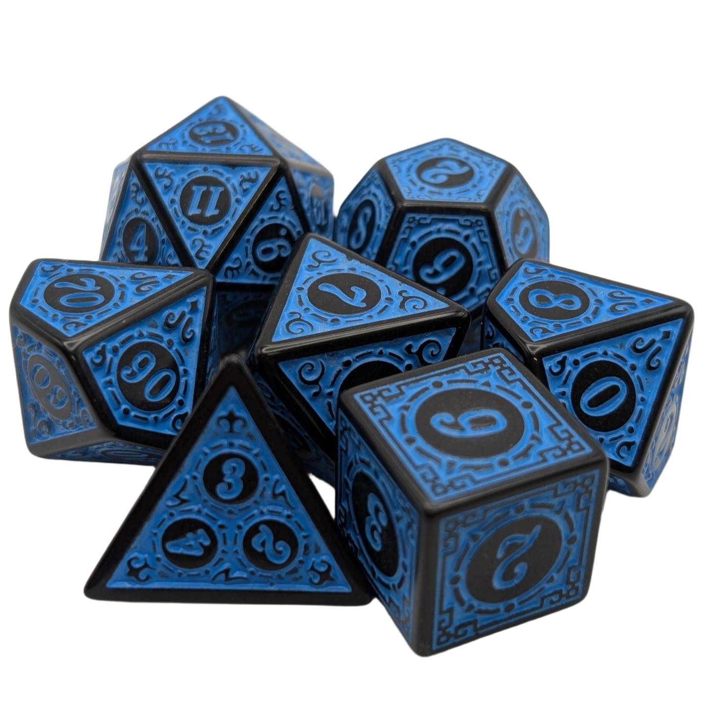 Magic Flame (Blue) - Enchanted Seas - 7 Piece DnD Dice Set | Acrylic RPG Gaming Dice