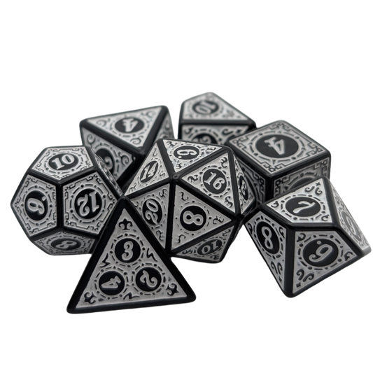 Magic Flame (White) - "Enchanted Zen" - 7 Piece DnD Dice Set | Acrylic RPG Gaming Dice