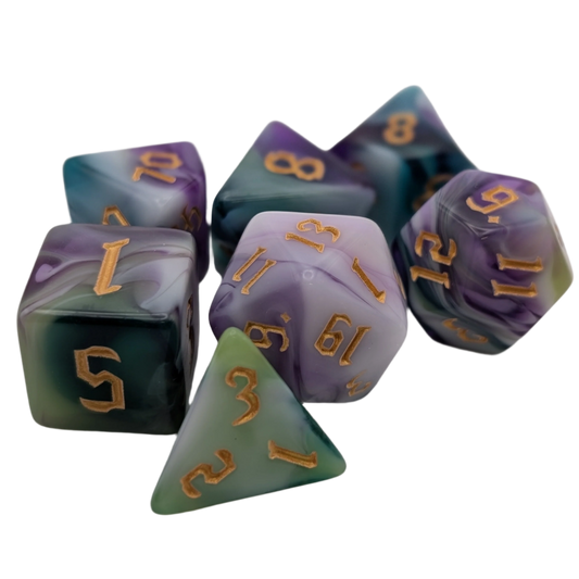 Siberian Iris - 7 Piece DnD Dice Set | Acrylic RPG Gaming Dice