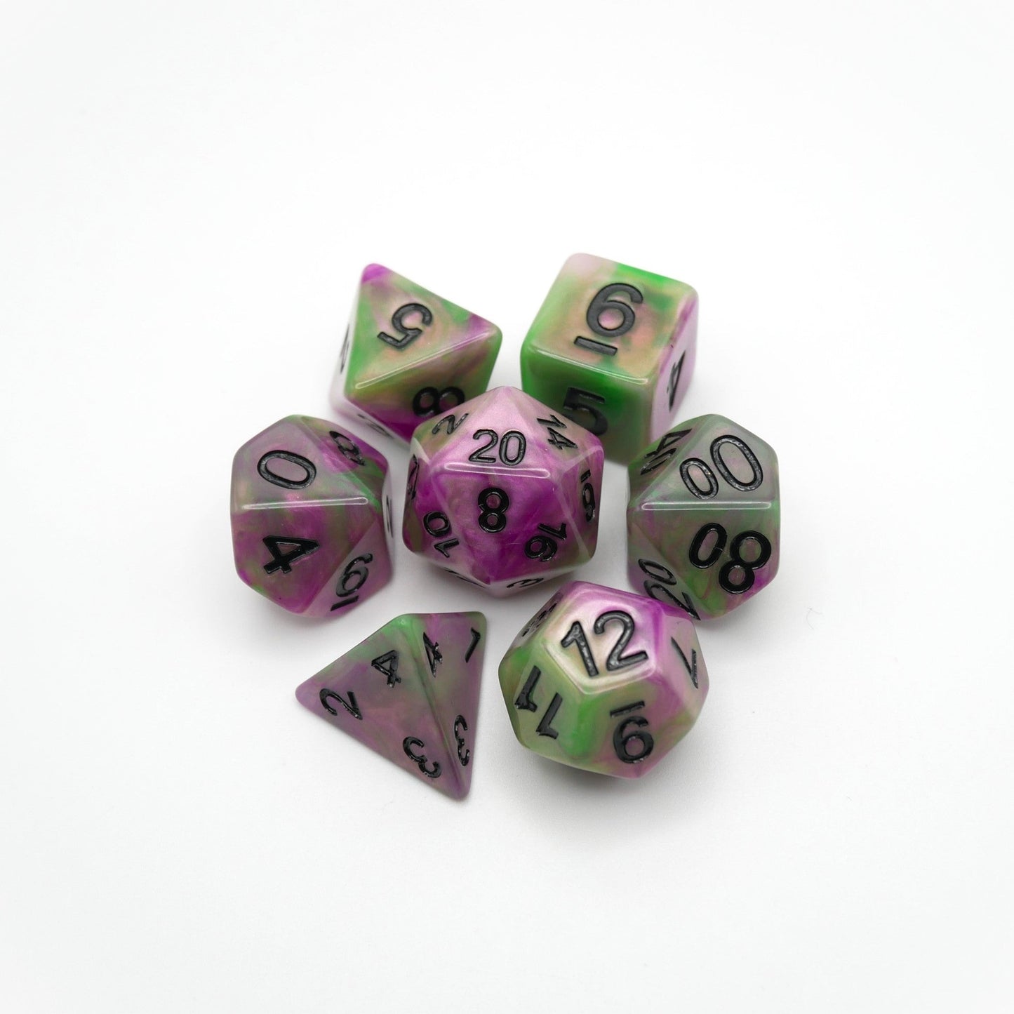 Poison Petals - 7 Piece DnD Dice Set | Acrylic RPG Gaming Dice