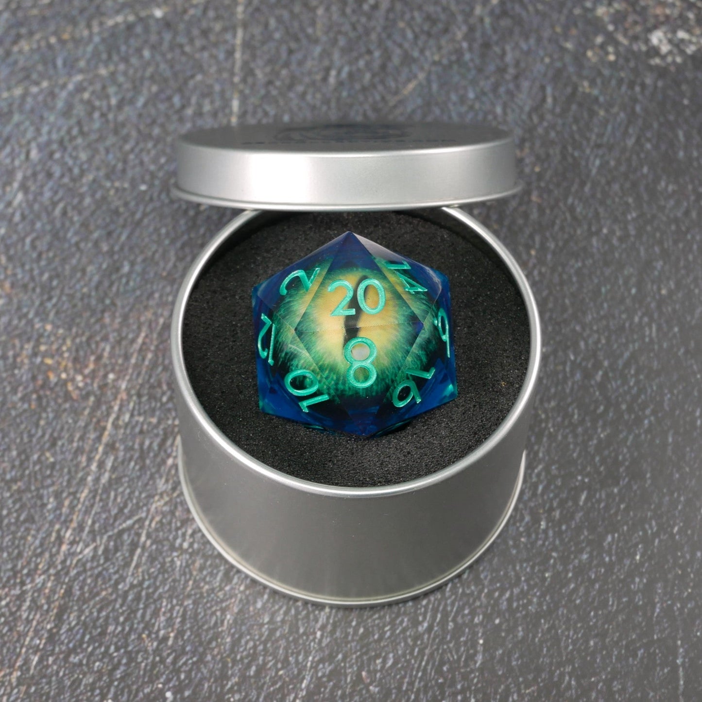 Remorhaz's Eye | Giant D20 Moving Eye DnD Dice | Acrylic RPG Gaming Dice