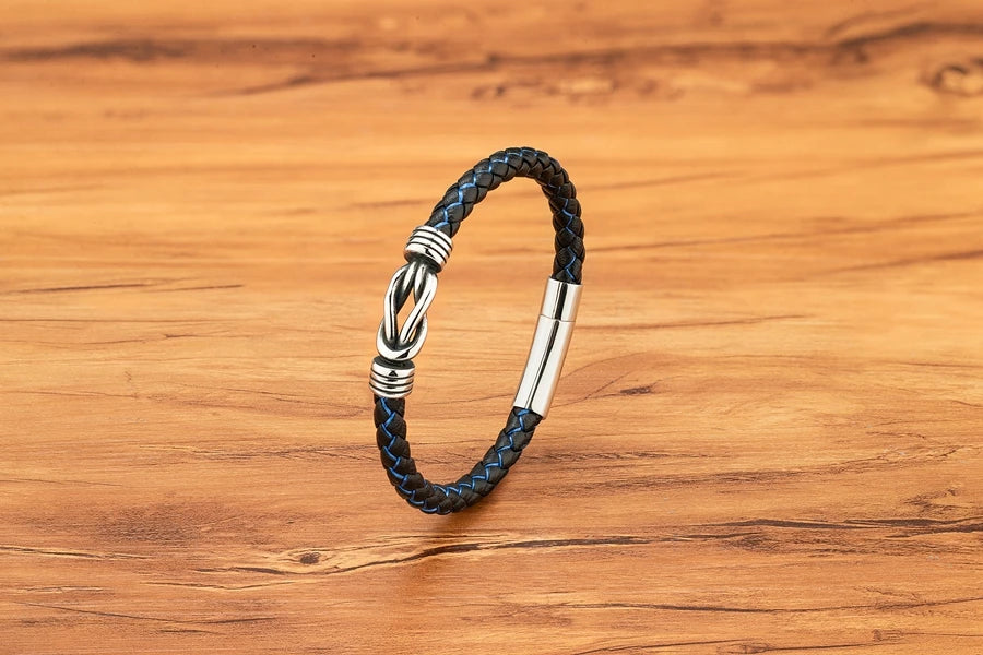 XQNI Fashion Men's Leather Bracelet Stainless Steel Irregular Accessories Commemorative Gifts for Charm Bangles Punk Jewelry