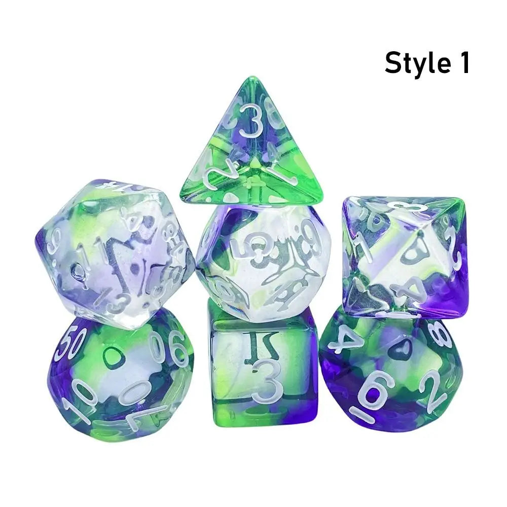 7Pc Colorful Digital Dice Resin Table Entertainment Tarot Game Party Toys Polyhedral for DND Dice Tabletop Role-Playing Supplies