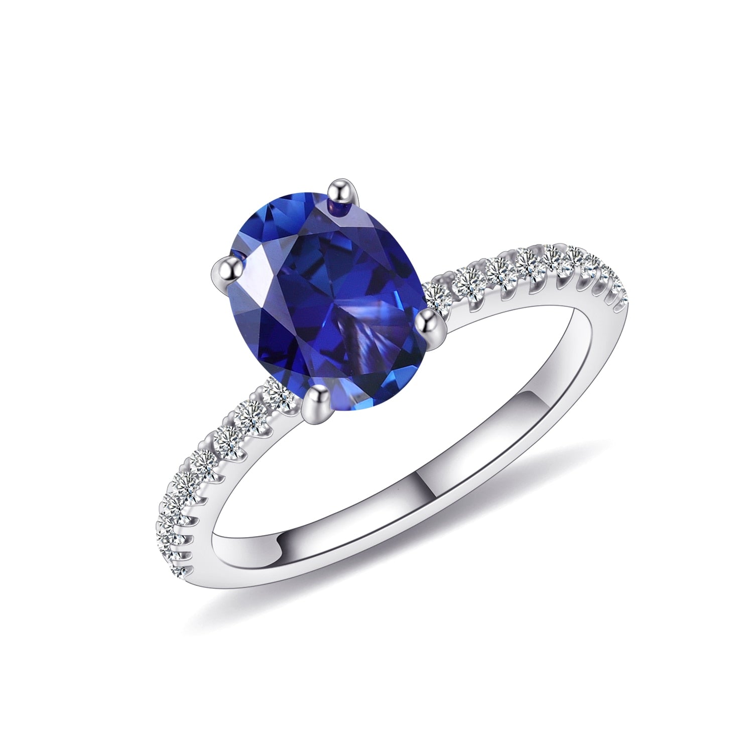 GEM'S BALLET Vintage Oval 8X10mm Lab Blue Sapphire Engagement Ring 925 Sterling Silver Rose Gold Rings Birthstone Jewelry lab Blue Sapphire -S|OV 8X10mm