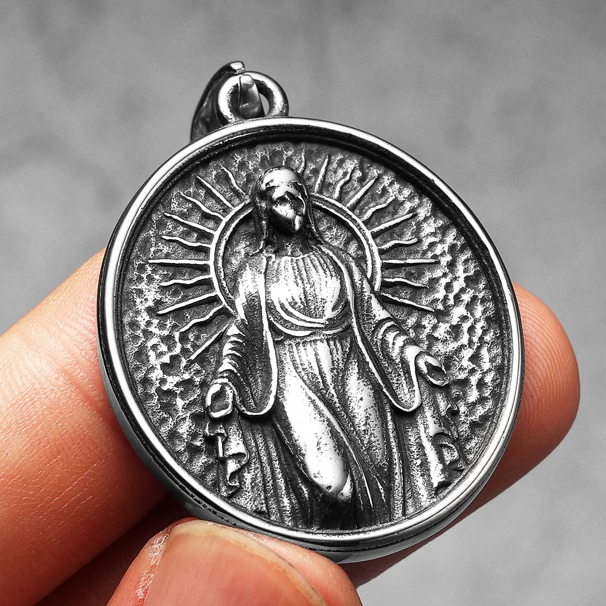 Virgin Mary Cross Powerful Amulets Stainless Steel Men Necklaces Pendant Chain Cool Thing for Girl Women Jewelry Gifts Wholesale