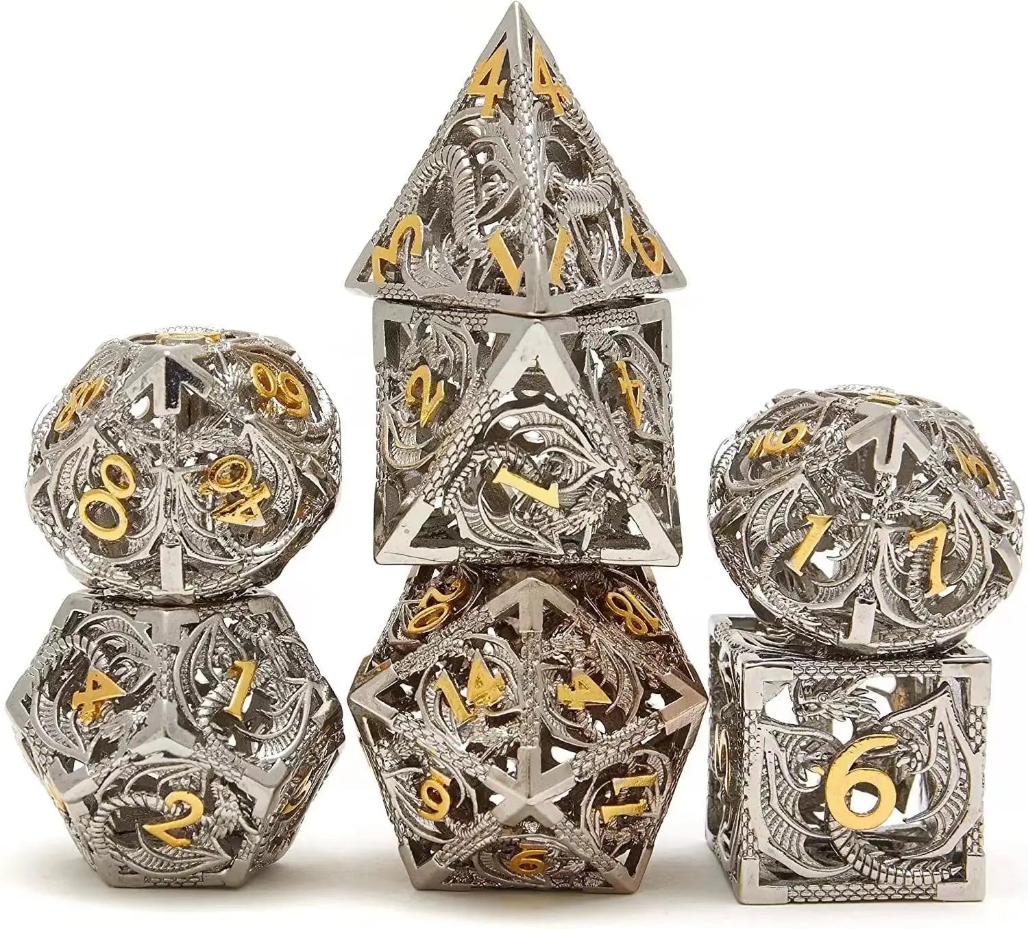 Hollow Polyhedron Dragon Metal Dice Suitable For Dungeons And Dragon RPG MTG Tabletop Games D&D Trailblazer Shadow And Math Teac