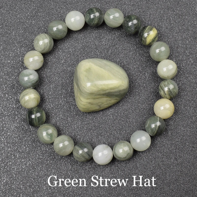 Natural Golden Obsidian Stone Beads Bracelet Men Women Golden Light Rainbow Obsidian Raw Stone Round Bead Natural Energy Jewelry