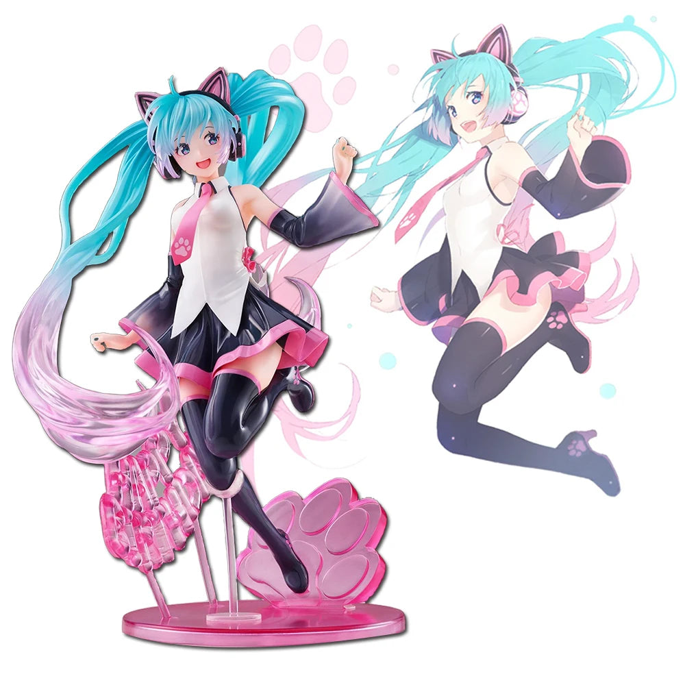 New 23CM Anime Hatsune Miku Happy birthday Cute Kawaii Manga Statue PVC Figure Collectible Model Toy birthday gifts