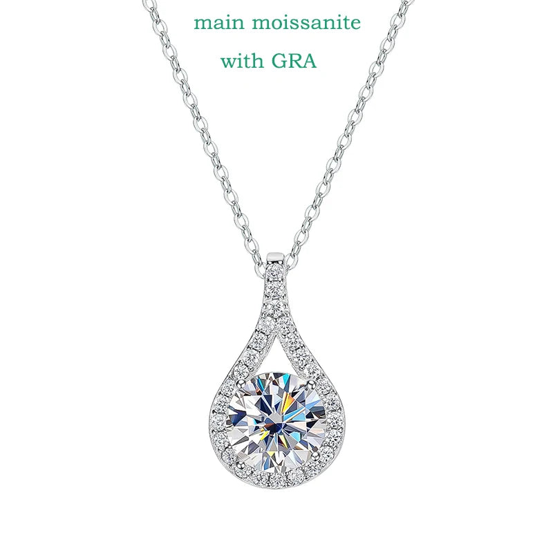 Smyoue 1-5ct Real Moissanite Necklace for Women Sparkling S925 Sterling Silver Jewelry Water Drop Pendant Girls Birthday Gift main moissnaite GRA