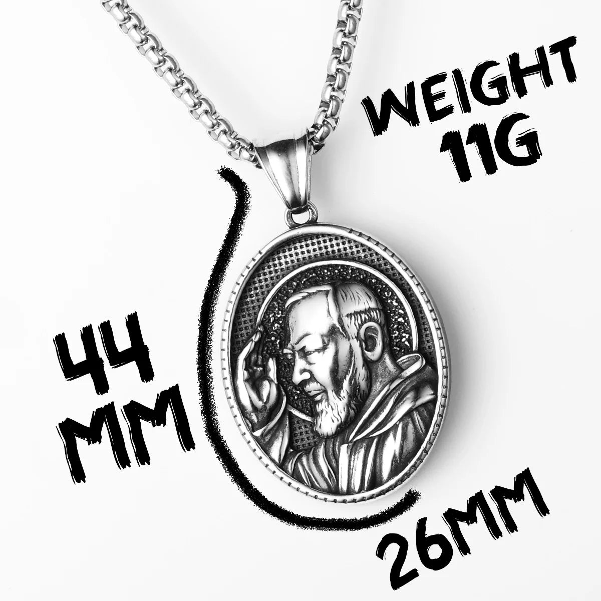 Catholic Padre Pio Powerful Amulet Stainless Steel Men Necklace Pendant Chain Vintage Cool For Women Jewelry Gifts Wholesale