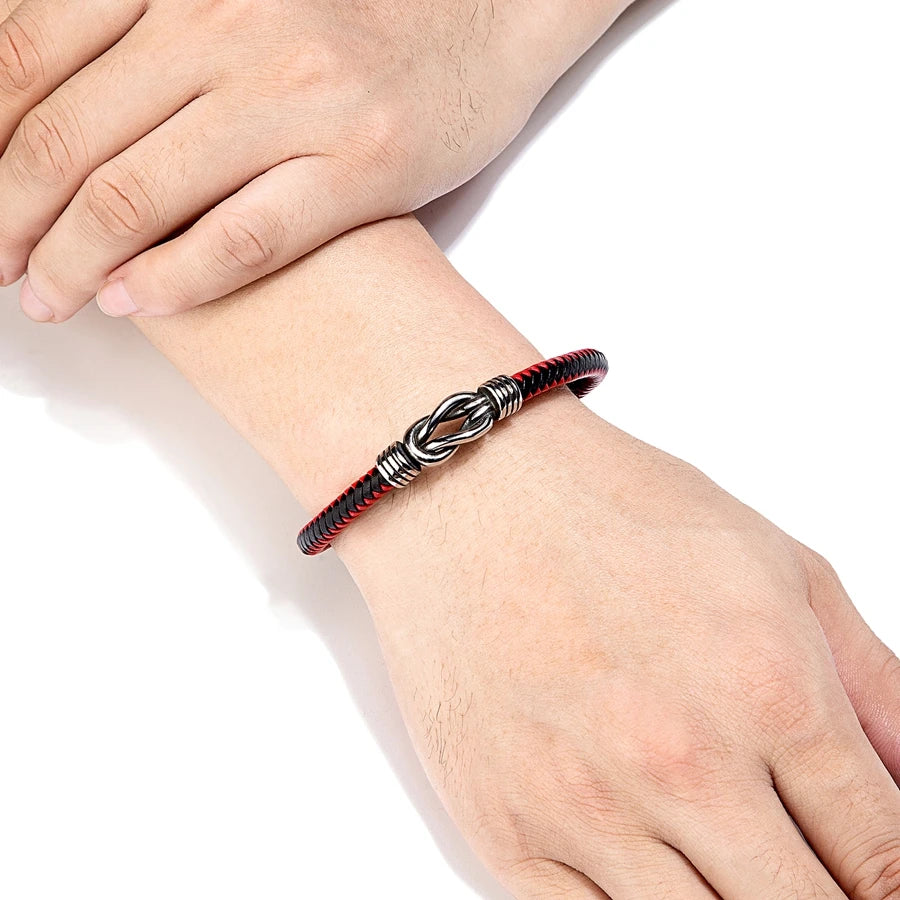 XQNI Fashion Men's Leather Bracelet Stainless Steel Irregular Accessories Commemorative Gifts for Charm Bangles Punk Jewelry