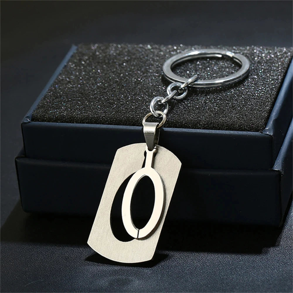 NEW DIY Stainless Steel A-Z Letters key Chain Charm 26 Letters KeyChain Men Women keychain Couple gift Jewelry Car Key Ring 4010-O