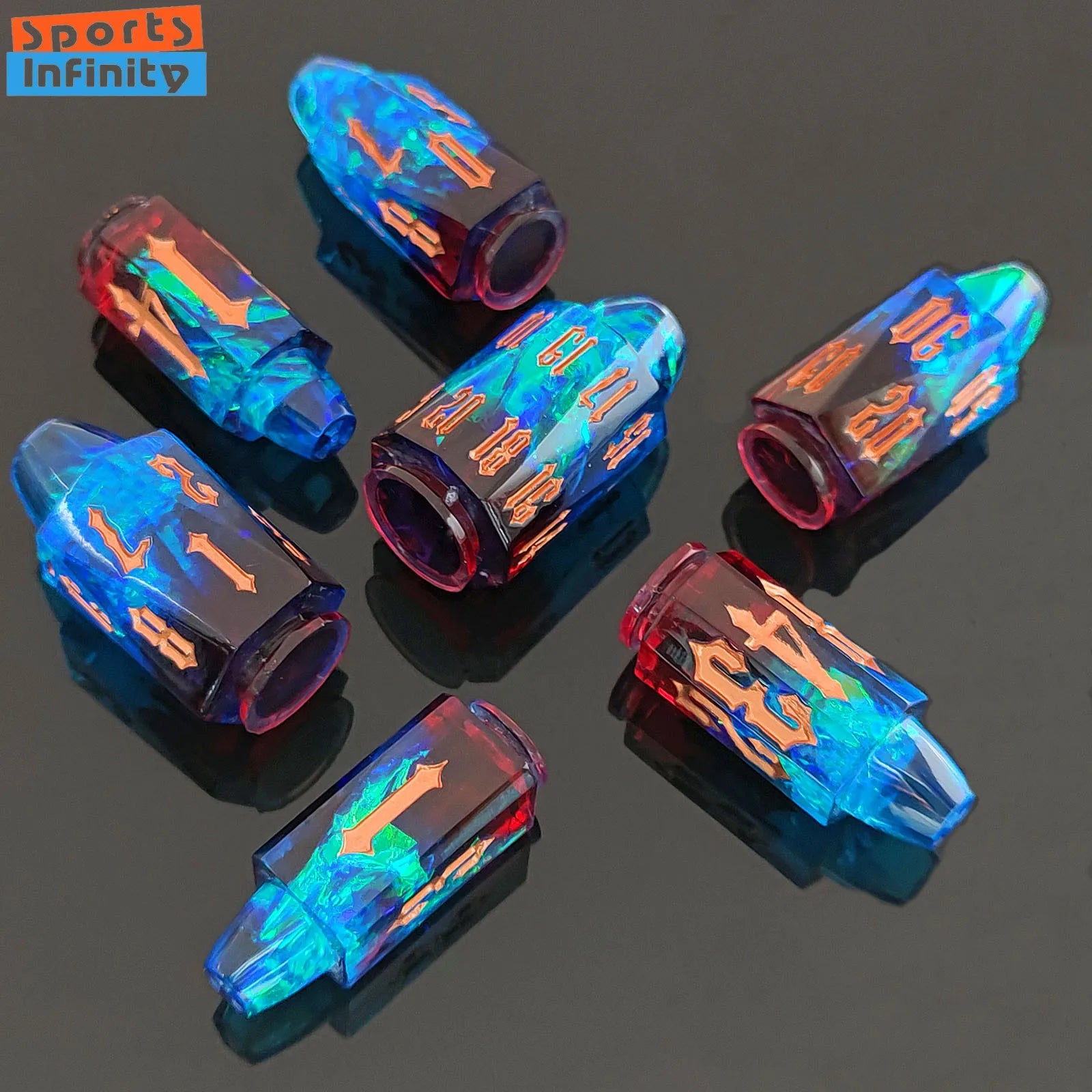 7pcs/set of Multi Color Bullet Resin Number Dice for DND TRPG COC Running Team D6 Board Game Polyhedral Dice Dnd Dice Set