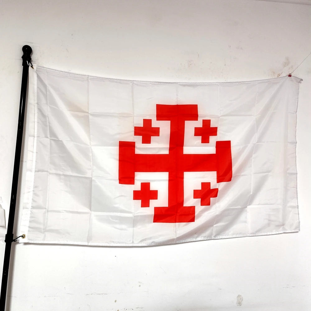 Jerusalem Cross Flag Banner, Indoor and Outdoor Decoration, Big Flag for Celebration, 90x150cm