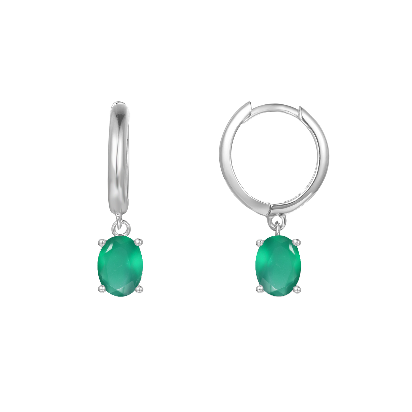 GEM&#39;S BALLET December Birthstone Jewelry 6x8mmOval Swiss Blue Topaz Gemstone Dangle Earrings in 925 Sterling Silver For Women Green Agate 925 Sterling Silver