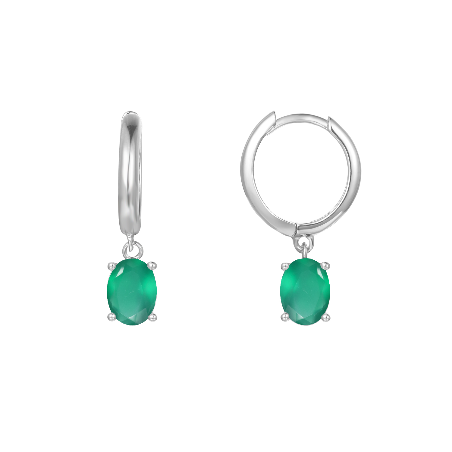 GEM&#39;S BALLET December Birthstone Jewelry 6x8mmOval Swiss Blue Topaz Gemstone Dangle Earrings in 925 Sterling Silver For Women Green Agate 925 Sterling Silver