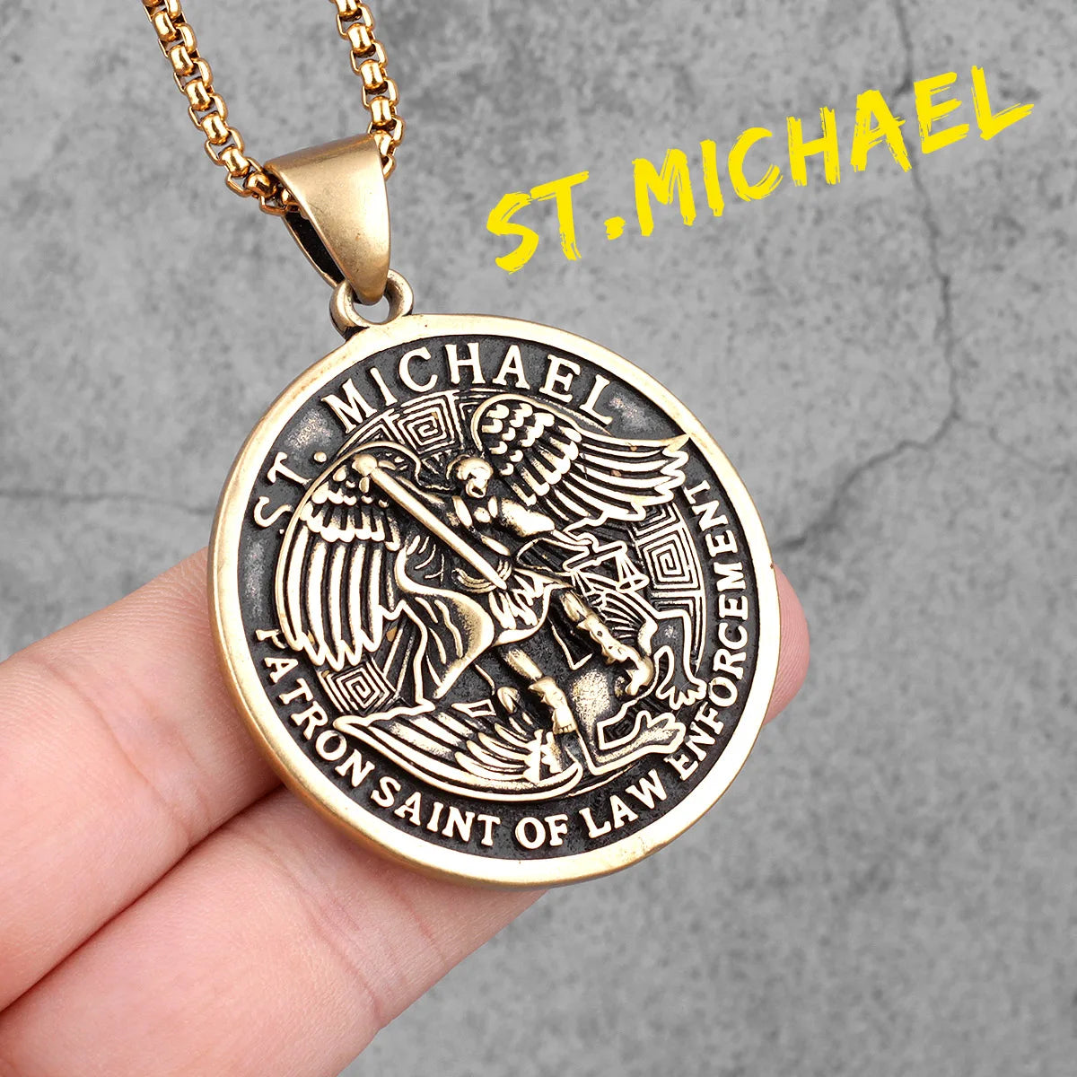 Arch Angel St.Michael Stainless Steel Men Necklaces Pendant Chain Amulet Vintage New In For Women Fashion Jewelry Gift Wholesale