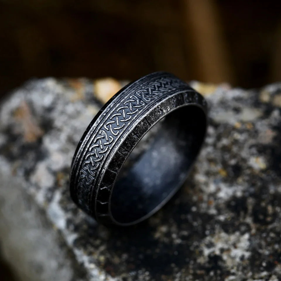 Vintage Odin Norse Viking Rune Rings For Men Fashion Stainless Steel Celtic Knot Rings Retro Couple Amulet Jewelry