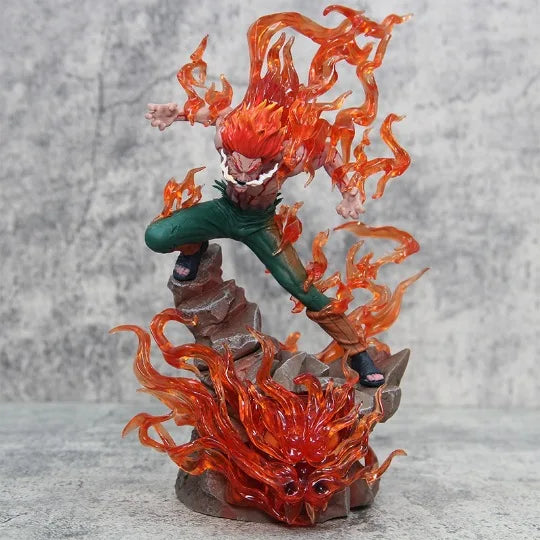 28cm Naruto Anime Figures Might Guy Ten Years of Shinobi Action Figures With Light Immortal Sitting Model Collection Toys Gifts