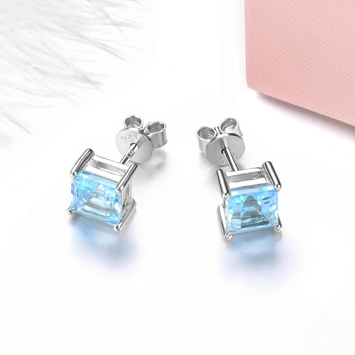 Natural Sky Blue Topaz Sterling Silver Stud Earring 2.8 Carats Genuine Topaz Daily Fine Jewelry Style S925 Gifts for Women