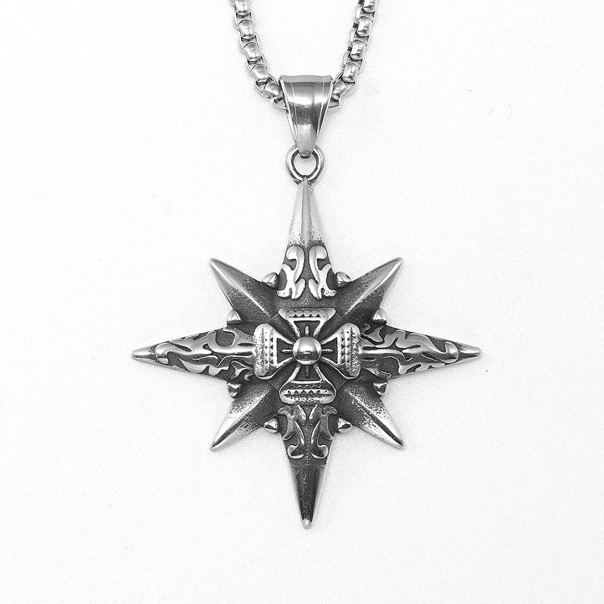 Simple Polar Star Compass Stainless Steel Men Necklaces Pendant Chain Punk For Women Fashion Jewelry Gifts Wholesale Dropshiping