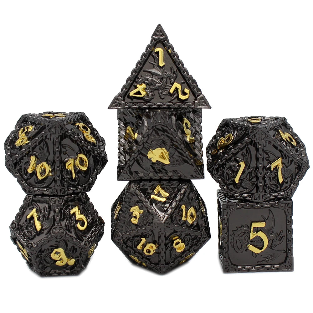 YANSHEGNYI-Metal Dice Dice Set, Dragon, RPG, D & D Board Games, Sex Polyhedral, D Dice, Dadi Dados, 7Pcs